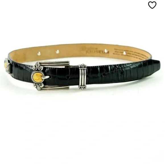 BRIGHTON Museum Edition Golden Coin Black Croc Embossed Leather Belt Brighton 21003 museum belt - Gem main image 3